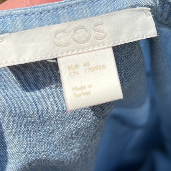 COS Blue Chambray Collarless Shirt - Picture 7 of 7